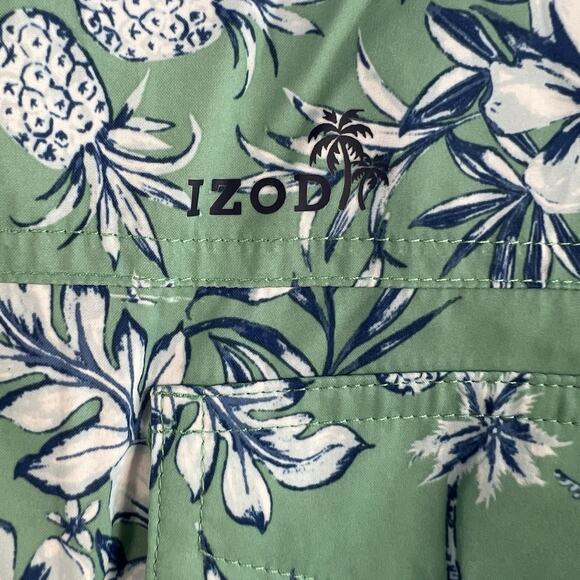 IZOD Saltwater Shirt Mens 2XB Blue Floral Sun Shield UPF 50 Quick Dry Stretch - Picture 5 of 16